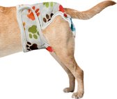 Loopsheidbroekje hond - Pootjes motief - Maat L - Verstelbaar 36-46 cm - Voor grotere honden - Herbruikbaar - Hondenluier