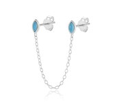 Oorbellen dames | 925 zilver | zilveren dames oorbellen | dubbele oorbel | turquoise oorhangers | één exemplaar | cadeau voor vrouw |