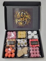 Oud Hollands Snoep Pakket | Box met 9 verschillende populaire ouderwets lekkere snoepsoorten en Mystery Card 'Let's Party' met geheime boodschap | Verrassingsbox | Snoepbox