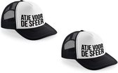 2x stuks atje voor de sfeer snapback cap/ truckers pet voor heren - feest petjes / caps