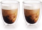 2x stuks Trendoz dubbelwandige koffiekopjes/theeglazen van 300 ml - Barista - Dubbelwandige glazen