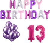 13 jaar Verjaardag Versiering Ballon Pakket Pastel & Roze