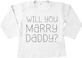 Shirt kind-trouwen-aanzoek-will you marry daddy-wit-zwart-Maat 134/140