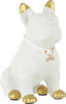 J-Line decoratie Hond - keramiek - wit/goud - medium