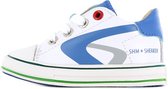 Shoesme witte sneakers met blauwe striping