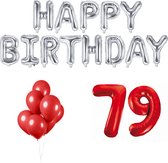 79 jaar Verjaardag Versiering Ballon Pakket Rood & Zilver