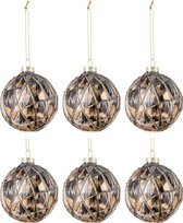 J-Line Doos Van 6 Kerstballen Touwen Glas Zwart/Brons/Grijs Small