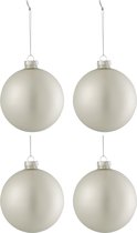 J-Line Doos Van 4 Kerstballen Effen Glas Mat Zilver Medium