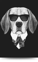Maison de France - Aluminium Dog with sunglasses-3 - aluminium - 60 x 90 cm