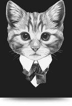 Maison de France - Aluminium Cat in suit - aluminium - 80 x 120 cm
