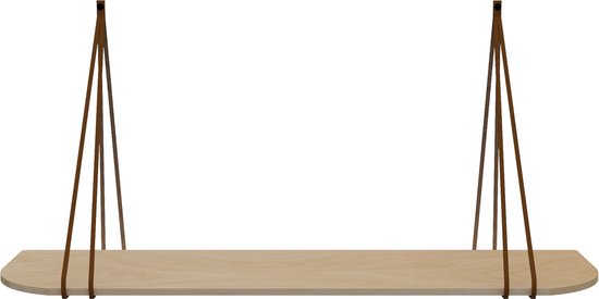 Leren split-plankdragers - Handles and more® - 100% leer - LICHTBRUIN - set van 2 / excl. plank (leren plankdragers - plankdragers banden - leren plank banden)