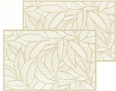 Set van 8x stuks placemats Jungle goud - PVC - 45 x 30 cm - Opengewerkt bladeren motief