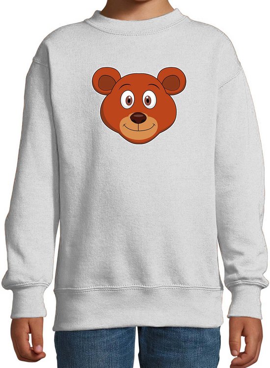 Cartoon beer trui grijs voor jongens en meisjes - Kinderkleding / dieren sweaters kinderen 152/164