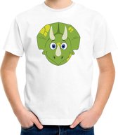 Cartoon dino t-shirt wit voor jongens en meisjes - Kinderkleding / dieren t-shirts kinderen 146/152