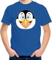 Cartoon pinguin t-shirt blauw voor jongens en meisjes - Kinderkleding / dieren t-shirts kinderen 146/152