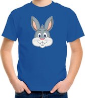 Cartoon konijn t-shirt blauw voor jongens en meisjes - Kinderkleding / dieren t-shirts kinderen 110/116