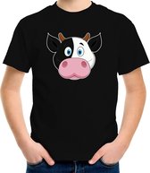 Cartoon koe t-shirt zwart voor jongens en meisjes - Kinderkleding / dieren t-shirts kinderen 134/140
