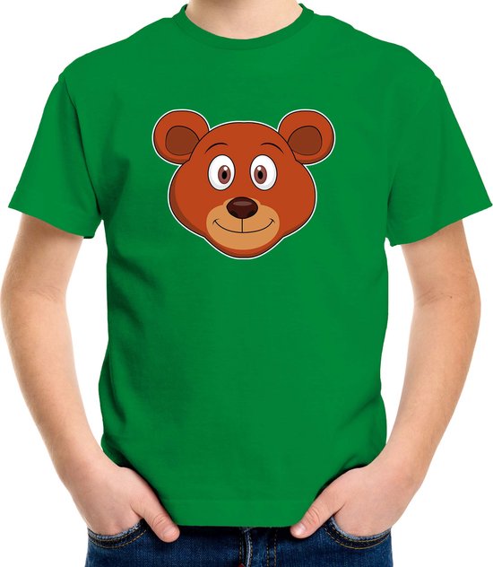 Cartoon beer t-shirt groen voor jongens en meisjes - Kinderkleding / dieren t-shirts kinderen 146/152