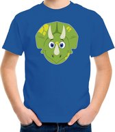 Cartoon dino t-shirt blauw voor jongens en meisjes - Kinderkleding / dieren t-shirts kinderen 134/140