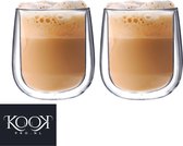 Kookpro Altom Andrea - Set de 2 Verres à Cappuccino de Luxe à Double Paroi 250ML - Verres à Café - Verres à Thee - Verres à Café à Double Paroi - Glas Borosilicate