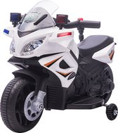HOMCOM Kinderpolitie elektrische motor met politieverlichting metaal oranje + zwart 370-160V90