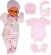 Blue Eyes-Pasgeboren baby zomerkleding-100% natuurlijk katoen-jacquard-eerste uitrusting cadeauset-kledingset met 6-delig voor baby's 0-4 maanden-Roze