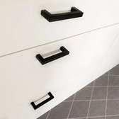 Poignée carrée Zwart - Acier inoxydable - Entraxe 64 mm - Poignée pour placard, armoire de cuisine, tiroir ou porte - Poignée carrée moderne avec Vis - Poignée de cuisine - Poignée de meuble - Poignée de placard - Petite poignée