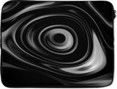 Laptophoes 15.6 inch - Close-up abstracte oliedruppels op het water - zwart wit - Laptop sleeve - Binnenmaat 39,5x29,5 cm - Zwarte achterkant