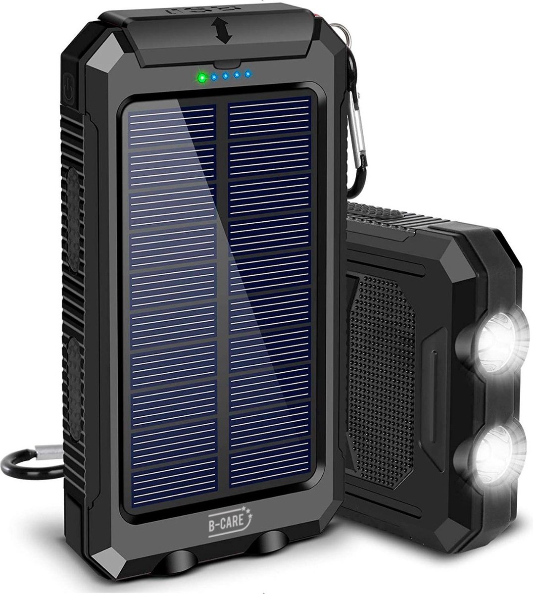 B-care Solar Powerbank 20000 mAh Charger - Zonne Energie - 2x USB - Geschikt Voor iPhone En Samsung