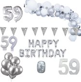 59 jaar Verjaardag Versiering Pakket Zilver XL