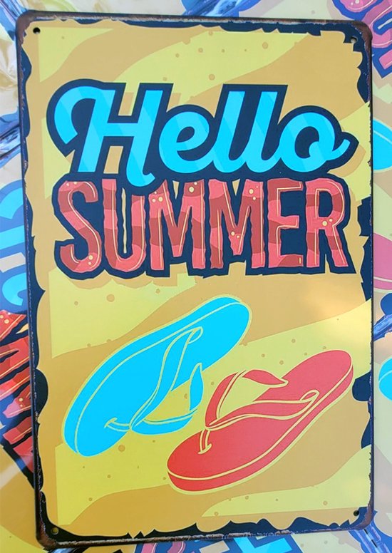 Hello summer | wandborden metaal | 20 x 30cm