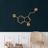 Wanddecoratie |Serotonine Molecuul /Serotonin Molecule decor | Metal - Wall Art | Muurdecoratie | Woonkamer |Gouden| 60x42cm