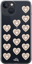 iPhone 13 Case - Retro Hearts Nude - xoxo Wildhearts Transparant Case