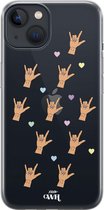 Rock Hands Nude - iPhone Transparant Case - Rockstar doorzichtig hoesje geschikt voor iPhone 13 Mini hoesje - Shockproof siliconen hoesje
