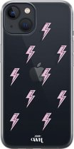 Thunder Pink - iPhone Transparant Case - Transparant hoesje geschikt voor de iPhone 13 Mini hoesje - Doorzichtig hoesje geschikt voor iPhone 13 Mini case - Shockproof hoesje Thunde