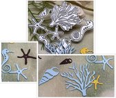 Metalen snijmal - zeefiguren - zeedieren - zeepaardje - zeester - schelp - zeewier - embossing - kaarten maken - scrapbooking