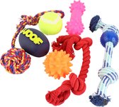 Orange85 Honden speelgoed - set Speeltjes - 7 stuks - 4x11 cm - Kunstof en nylon