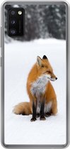 Telefoonhoesje Geschikt voor Samsung Galaxy A41 hoesje - Vos - Sneeuw - Winter - Siliconen Telefoonhoesje