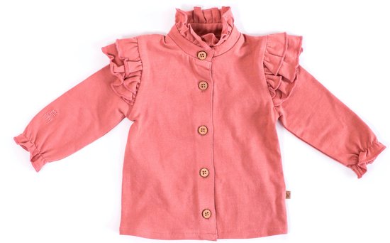 MXM Baby blouse- Roze- Roesels- Katoen- Knoopjes- Shirt- Ruffles- Maat 62