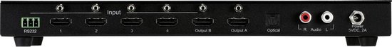 SpeaKa Professional 4 x 2 poorten HDMI-switch Met audiopoorten 3840 x 2160 Mpix Zwart — afbeelding 4