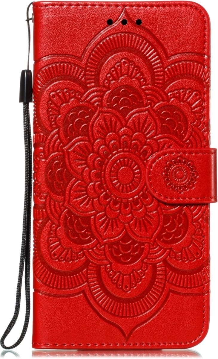 Mobigear Telefoonhoesje geschikt voor Apple iPhone 11 Hoesje | Mobigear Mandala Bookcase Portemonnee | Pasjeshouder voor 3 Pasjes | Telefoonhoesje voor Pinpas / OV Kaart / Rijbewijs - Rood