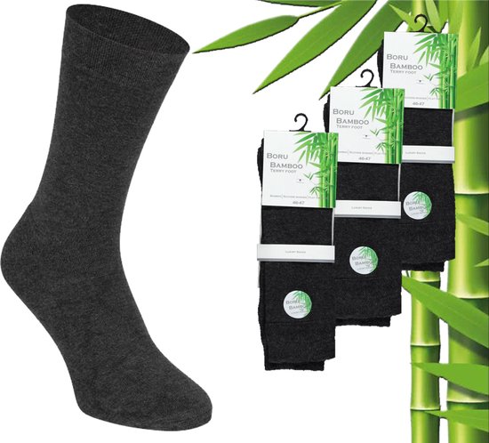 3 Paar Boru Bamboo Sokken - Bamboe - Badstof - Antra - Maat 35-38