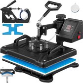 FlexPres - Transferpers - Hittepers - 6 in 1 - Verbeterd Design - Extra safety stop - Verstelbare Hoogte - Sublimatie printer - Professioneel - Extra druk accessoires - Zwart