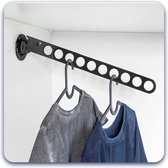 Milano Luxurious verstelbare garderobestang – kledinghaak inklapbaar – ruimtebesparende kledingbeugel – zwart – kapstok met 10 gaten – 42cm