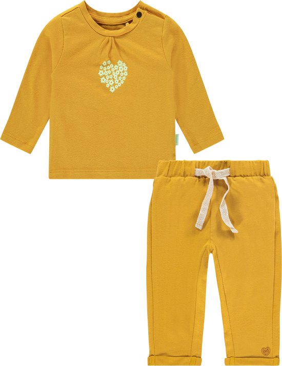 Noppies - Ensemble de vêtements - 2 pièces - Pantalon jaune ocre - Chemise jaune ocre avec coeur - Taille 80