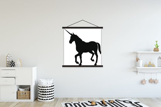 illustration d'un poster scolaire licorne noire lattes plates noir 90x90 cm - Tirage photo sur poster textielposter (décoration murale salon / chambre)