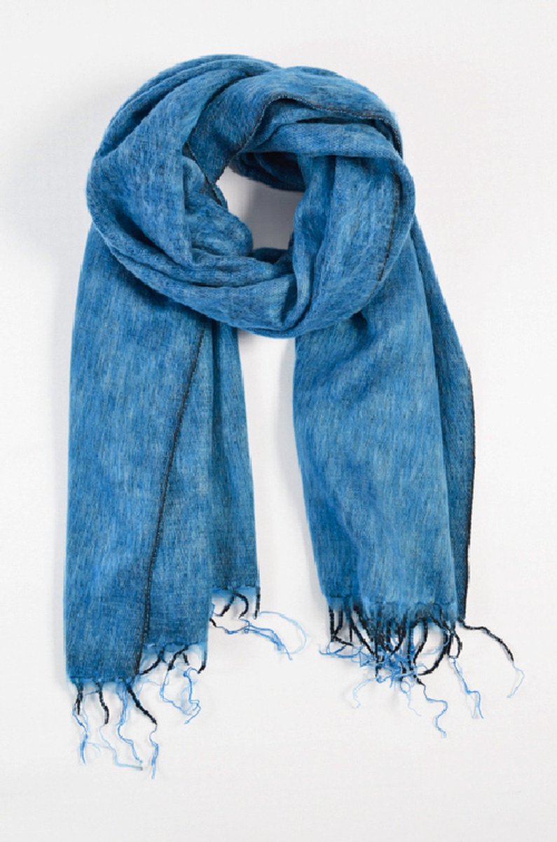 Nepal sjaal en omslagdoek Azur blauw