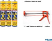 Combideal - illbruck Shell Wet Seal & Fix - 310 ML -3 x koker zwart + 1 x kitspuit metaal oranje