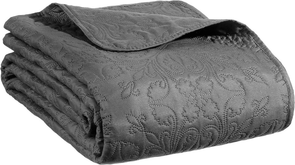 Beddensprei licht grijs - 260x240 cm + 2 x Kussenhoes 60 x 60 cm