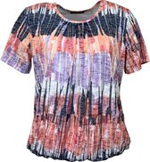 Pink Lady blouse koraal/blauw print KM - Maat 52